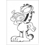 Dibujo para colorear Dibujo De Garfield Con Una Pierna De Pavo Para Pintar Y Colorear