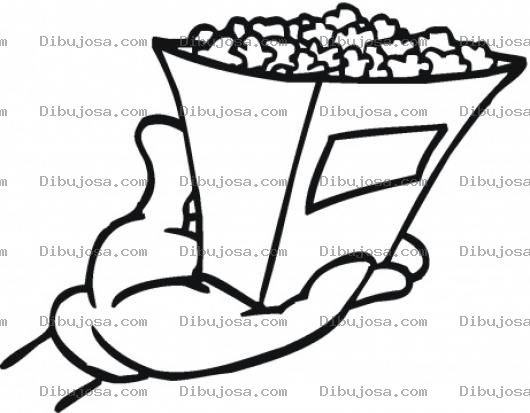 Dibujo para colorear Palomitasdemaiz Dibujo Para Pintar Y Colorear Una Bolsa De Papel Con Una Porcion De Poporopos