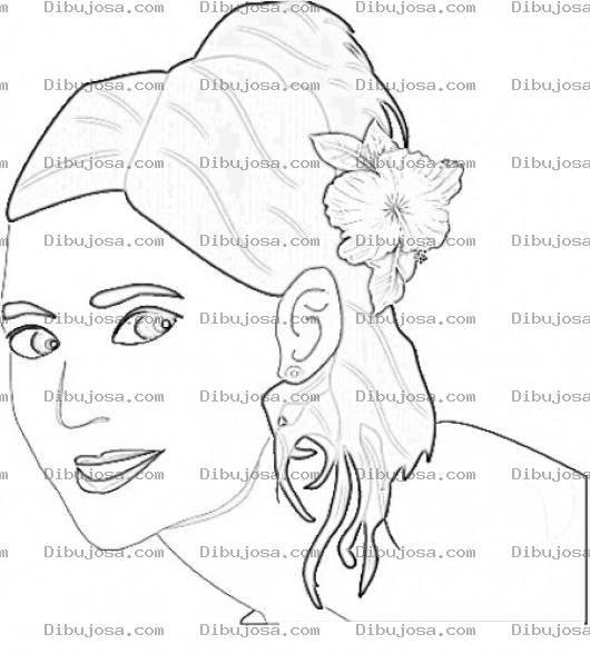 Dibujo para colorear Dibujo De Mujer Con Flor En El Pelo Para Pintar Y Colorear