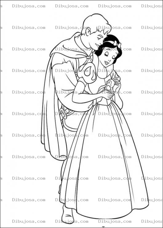 Dibujo para colorear Blancanieves y el principe