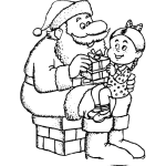 Dibujo para colorear Dibujo De Nina Sentada En Las Piernas De Santaclaus Para Pintar Y Colorear