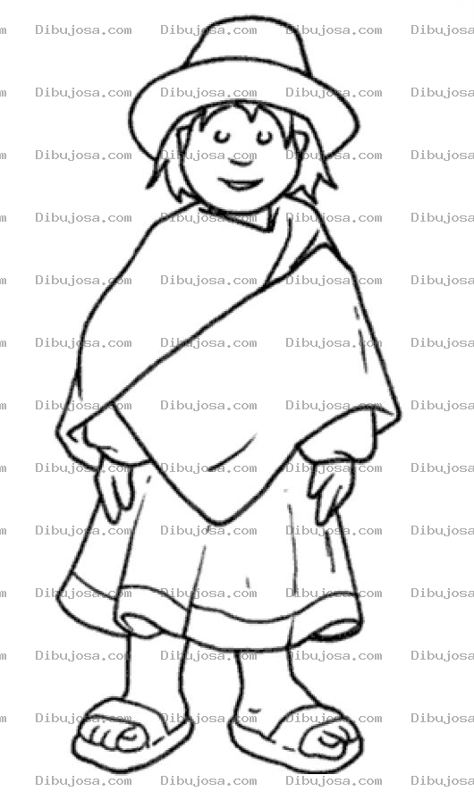 Dibujo para colorear Dibujo De Mujer Peruana Para Pintar Y Colorear