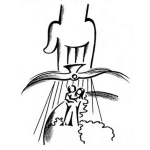 Dibujo para colorear Dibujo De Esposos Bendecidos Por La Mano De DIOS Y Cubiertos Por El Espiritu Santa Para Pintar Y Colorear
