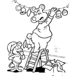 Dibujo para colorear Dibujo De Oso Poniendo Adornos De Navidad Para Pintar Y Colorear