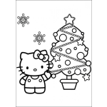 Dibujo para colorear Hello Kitty En Navidad Dibujo De La Gatita Kity Con El Arbol De Navidad Para Pintar Y Colorear