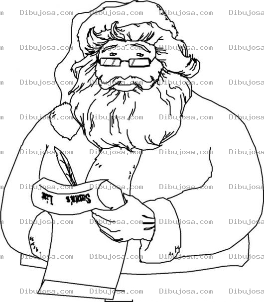 Dibujo para colorear Dibujo De Santa Claus Leyendo La Carta De Un Nino Para Pintar Y Colorear
