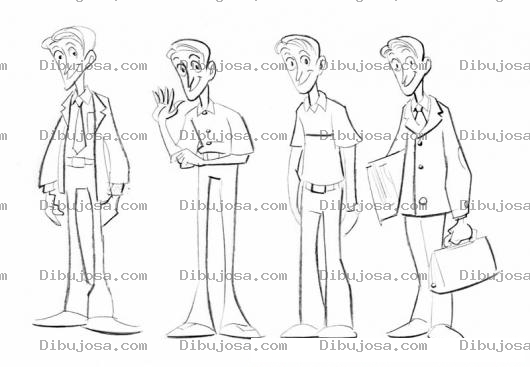 Dibujo para colorear Dibujo De Hombre Flaco Con Vestimentas Distintas Para Pintar Y Colorear
