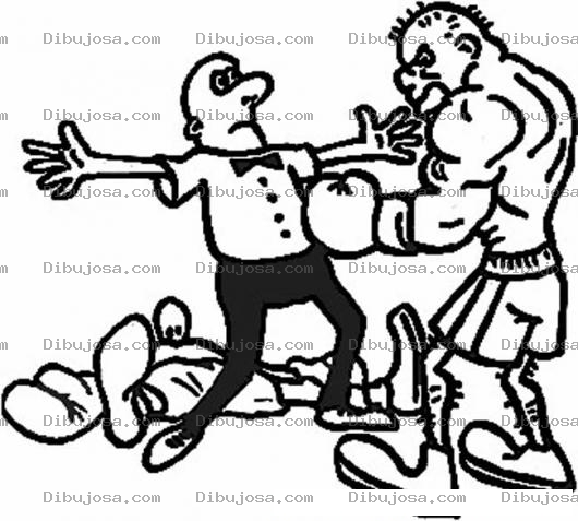 Dibujo para colorear Dibujo De Knock Out Con Referi Parando La Pelea Para Pintar Y Colorear