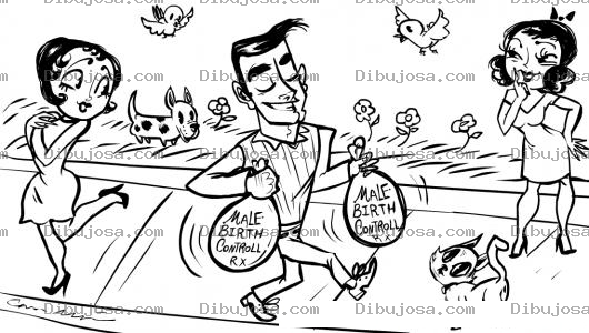 Dibujo para colorear Dibujo De Muchacho Gigolo Con Dos Mujeres Enamoradas De El Para Pintar Y Colorear