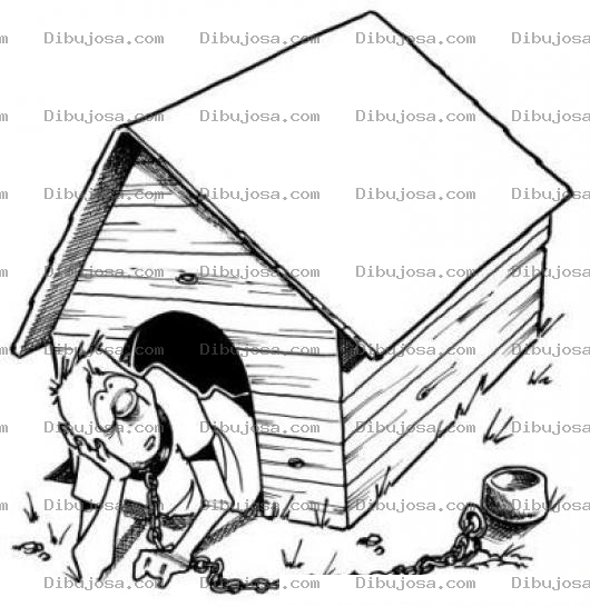 Dibujo para colorear Dibujo De Hombre En Casa De Perro Para Pintar Y Colorear