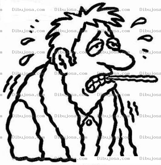Dibujo para colorear Dibujo De Hombre Con Temperatura Sudando Y Temblando De Frio Para Pintar Y Colorear
