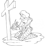 Dibujo para colorear Dibujo De Viuda Poniendole Flores A La Tumba De Su Esposo Para Pintar Y Colorear Dia De Los Muertos