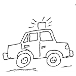 Dibujo para colorear Carrito Lada De Policia Con Sirena En El Techo Para Pintar Y Colorear