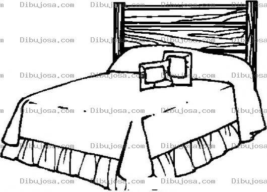 Dibujo para colorear Dibujo De Una Cama Matrimonial Con Dos Almohadas Y Un Edredon Con Cabecera De Madera De Cedro Para Pintar Y Colorear