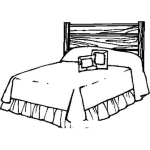 Dibujo para colorear Dibujo De Una Cama Matrimonial Con Dos Almohadas Y Un Edredon Con Cabecera De Madera De Cedro Para Pintar Y Colorear
