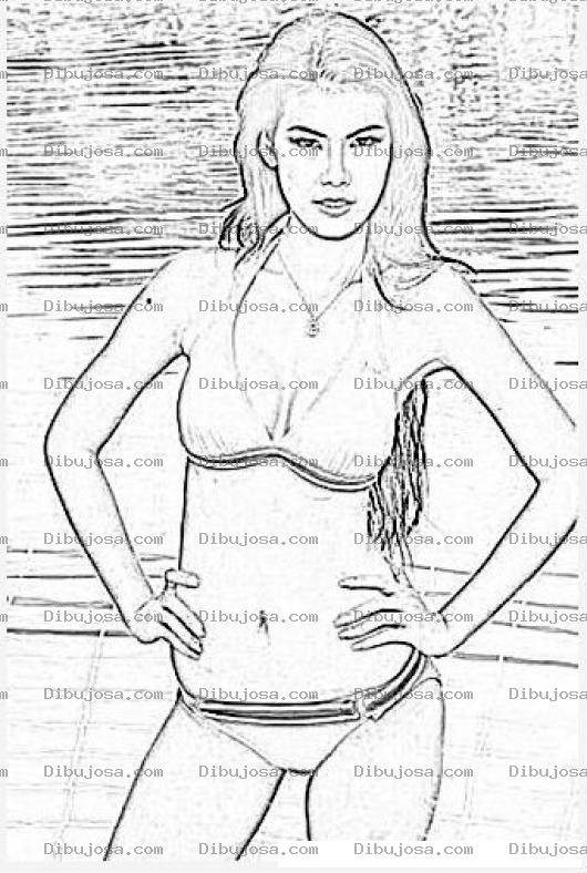 Dibujo para colorear Anya Ayoung Chee Dibujo De La Miss Thailandia En Traje De Bano Para Pintar Y Colorear