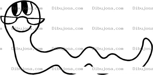 Dibujo para colorear Dibujo De Lombriz Con Anteojos Para Pintar Y Colorear