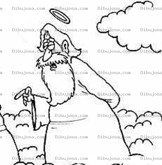 Dibujo para colorear Dibujo De DIOS En El Cielo Sobre Las Nubes Para Pintar Y Colorear