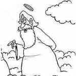 Dibujo para colorear Dibujo De DIOS En El Cielo Sobre Las Nubes Para Pintar Y Colorear