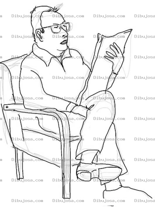 Dibujo para colorear Dibujo De Papap Sentado En Su Sofa Leyendo El Periodico Para Pintar Y Colorear