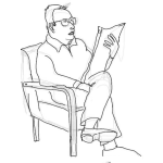 Dibujo para colorear Dibujo De Papap Sentado En Su Sofa Leyendo El Periodico Para Pintar Y Colorear