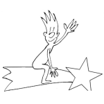 Dibujo para colorear Dibujo De Hombre Montado Sobre Una Estrella Fugaz Para Pintar Y Colorear