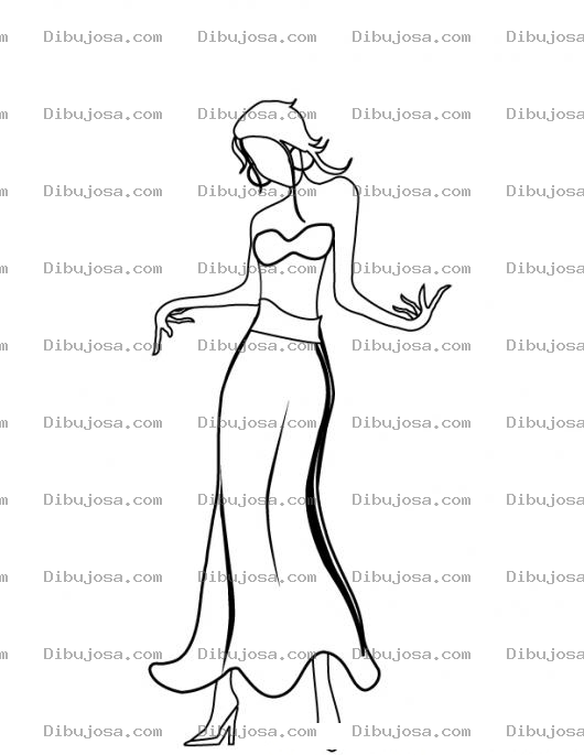 Dibujo para colorear Dibujo De Chica En Bikini Y Paredo De Falda Larga Para Pintar Y Colorear