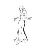 Dibujo para colorear Dibujo De Chica En Bikini Y Paredo De Falda Larga Para Pintar Y Colorear