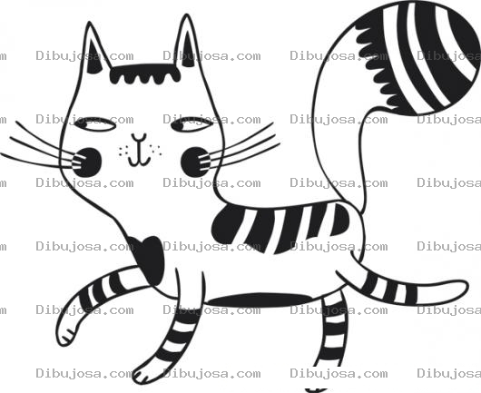 Dibujo para colorear Dibujo De Gatita Con Rayas Para Pintar Y Colorear