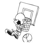Dibujo para colorear Dibujo De Nino Clavando Una Pelota De Basquetbol Para Atras Para Pintar Y Colorear