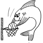 Dibujo para colorear Dibujo De Pescado Clavando Una Pelota En Un Tablero De Basketbol Para Colorear
