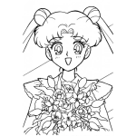 Dibujo para colorear Dibujo De Sailor Moon Con Un Ramo De Flores Para Pintar Y Colorear