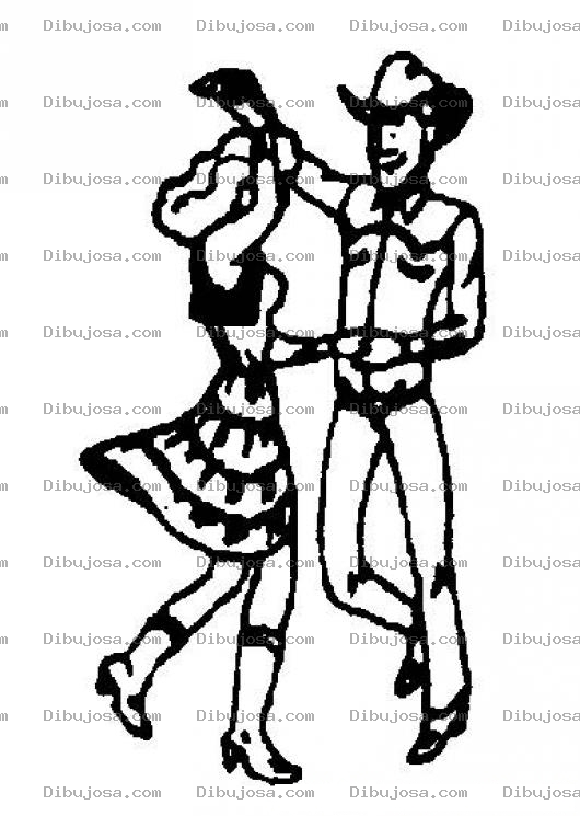 Dibujo para colorear Dibujo De Pareja De Vaqueros Bailando Para Pintar Y Colorear