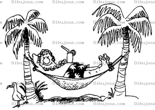 Dibujo para colorear Dibujo D Ehombre Descansando En Hamaca Para Pintar Y Colorear Amaca En La Playa De Hawaii