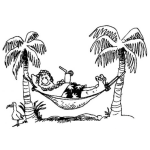 Dibujo para colorear Dibujo D Ehombre Descansando En Hamaca Para Pintar Y Colorear Amaca En La Playa De Hawaii