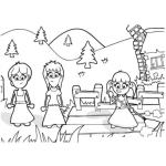 Dibujo para colorear Ninos Campesinos Para Pintar Y Colorear