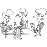 Dibujo para colorear Dibujo De Amigos Jugando Cartas Para Pintar Y Colorear Familia Jugando Naipes
