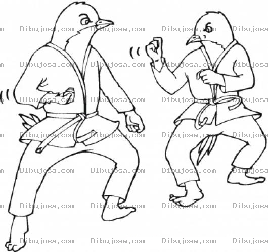 Dibujo para colorear Dibujo De Pollitos Karatecas Para Pintar Y Colorear