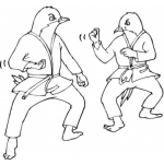 Dibujo para colorear Dibujo De Pollitos Karatecas Para Pintar Y Colorear