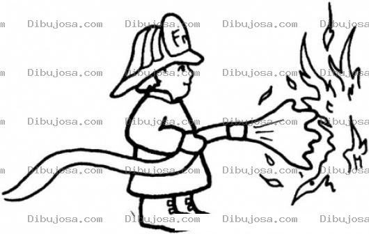 Dibujo para colorear Dibujo De Bombero Apagando El Fuego Para Pintar Y Colorear
