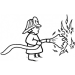 Dibujo para colorear Dibujo De Bombero Apagando El Fuego Para Pintar Y Colorear