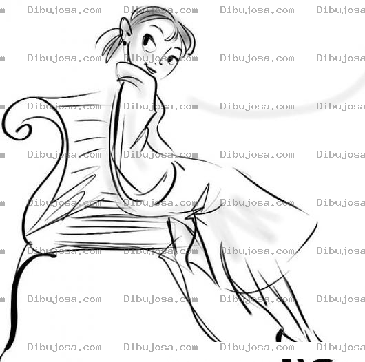 Dibujo para colorear Dibujo De Una Mujer Sentada En Una Banca Para Pintar Y Colorear