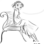 Dibujo para colorear Dibujo De Una Mujer Sentada En Una Banca Para Pintar Y Colorear