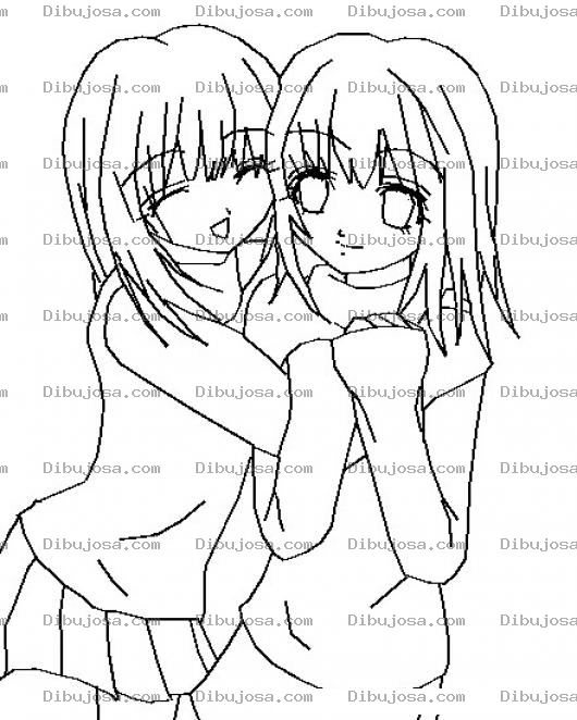Dibujo para colorear Mejores Amigas Por Siempre Dibujo Para Pintar Y Colorear A Dos Mejores Amigas Para Siempre