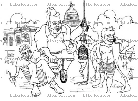 Dibujo para colorear Dibujo De Cubanos Reunidos Frente Al Capitolio De Cuba Para Pintar Y Colorear