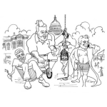Dibujo para colorear Dibujo De Cubanos Reunidos Frente Al Capitolio De Cuba Para Pintar Y Colorear