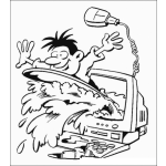 Dibujo para colorear Dibujo De Muchacho Surfeando En Internet Para Pintar Y Colorear Tabal De Surf Saliendo De Una Computadora