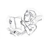 Dibujo para colorear Dibujo De Hombre Leyendo Un Libro Acostado En La Cama Para Pintar Y Colorear