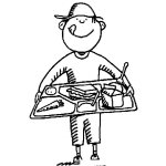 Dibujo para colorear Dibujo De Nino Con Bandeja Escolar De Alimentos Para Pintar Y Colorear Charola De Comida O Asafate De Cafeteria