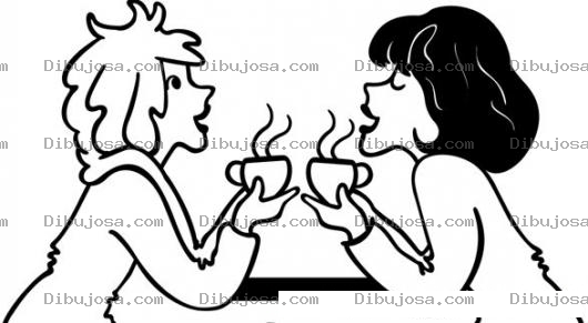Dibujo para colorear Dibujo De Amigas Tomando Cafe Para Pintar Y Colorear